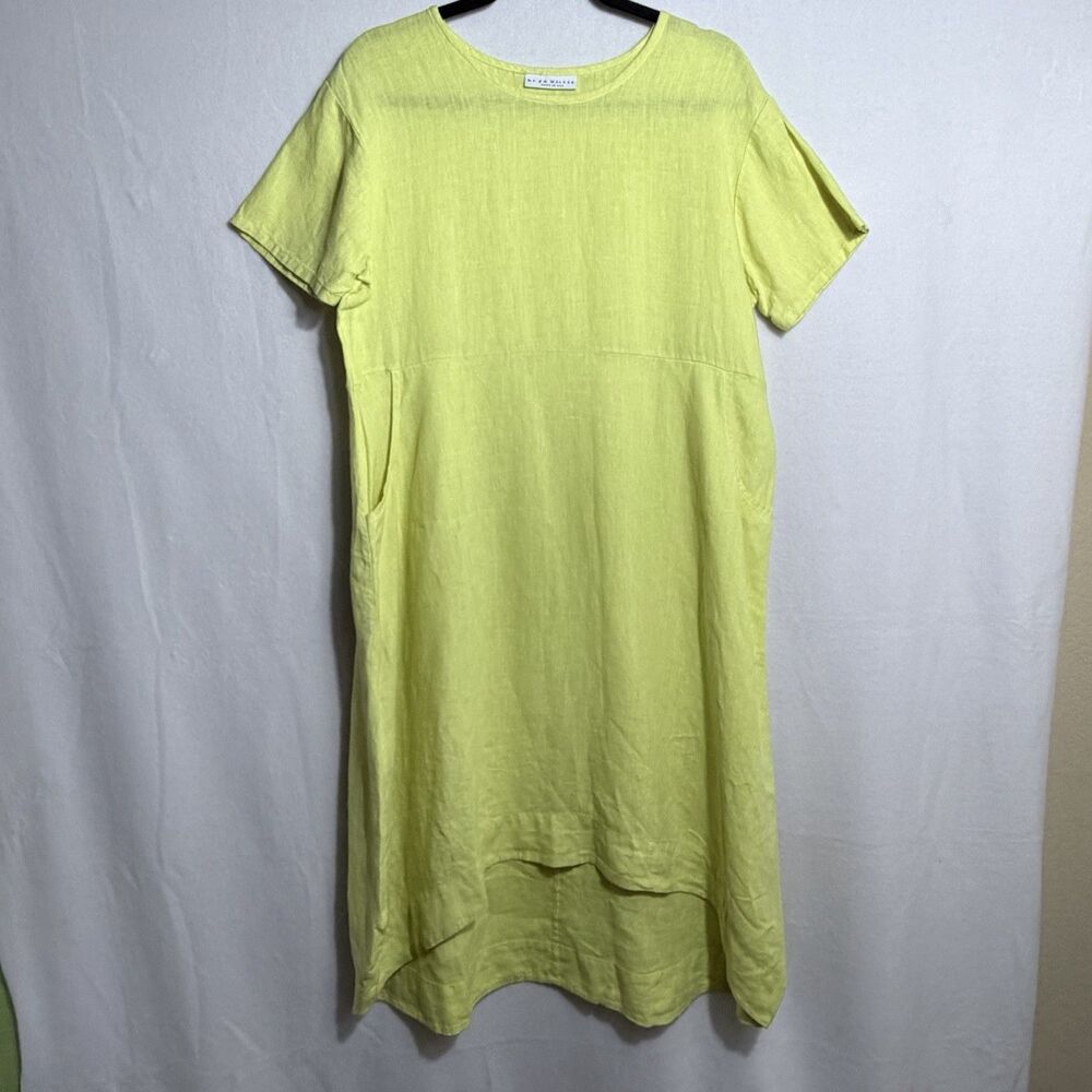 Bryn Walker Yellow 100% Linen Lagenlook High Low Marina Dress Size XS USA Made
